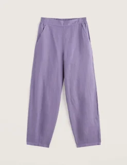 Pure Linen Tapered Cropped Trousers