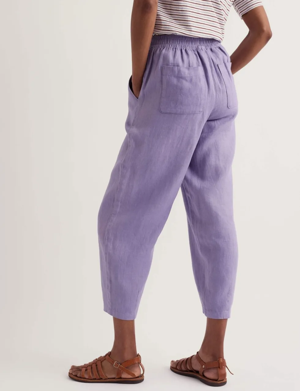 Pure Linen Tapered Cropped Trousers