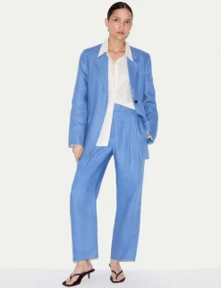 Pure Linen Textured Longline Blazer