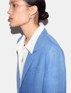 Pure Linen Textured Longline Blazer