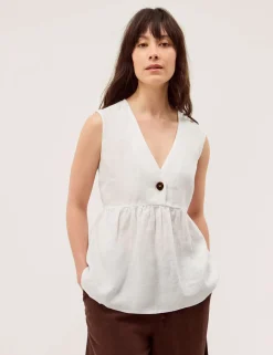 Pure Linen V-Neck Blouse