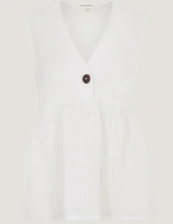 Pure Linen V-Neck Blouse