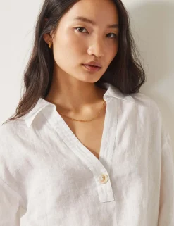 Pure Linen V-Neck Blouse