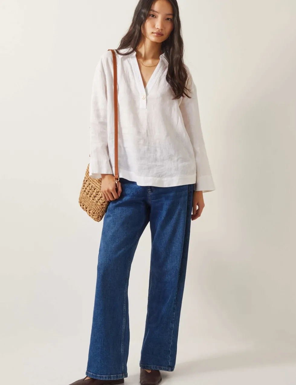 Pure Linen V-Neck Blouse
