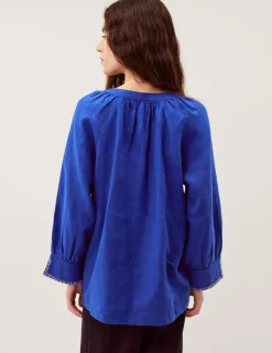 Pure Linen V-Neck Blouse