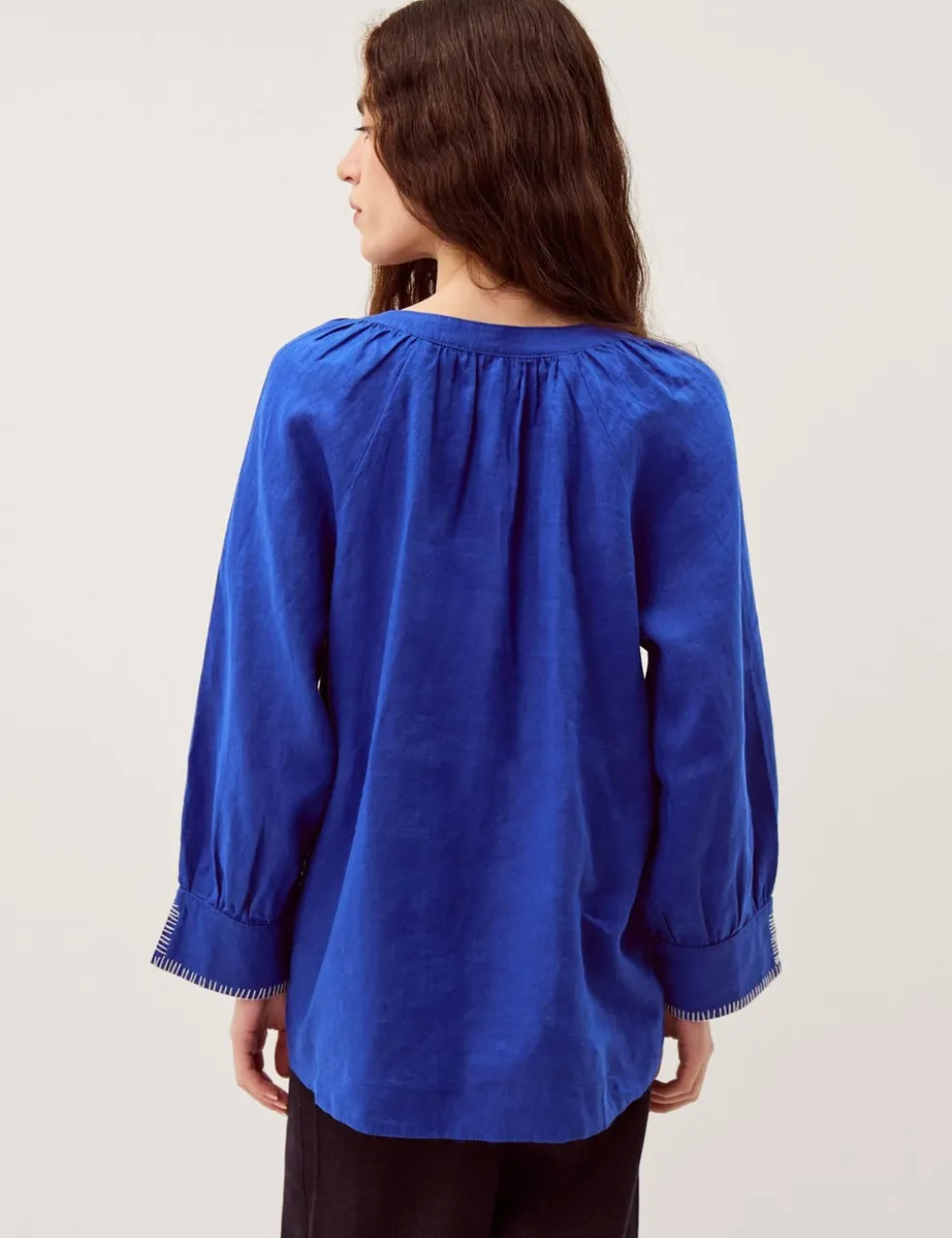 Pure Linen V-Neck Blouse