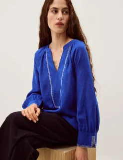 Pure Linen V-Neck Blouse