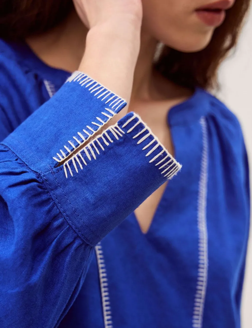 Pure Linen V-Neck Blouse