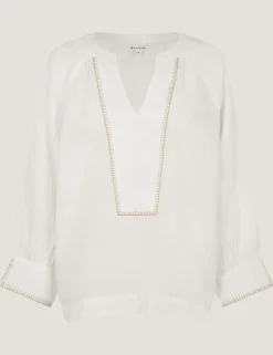 Pure Linen V-Neck Blouse