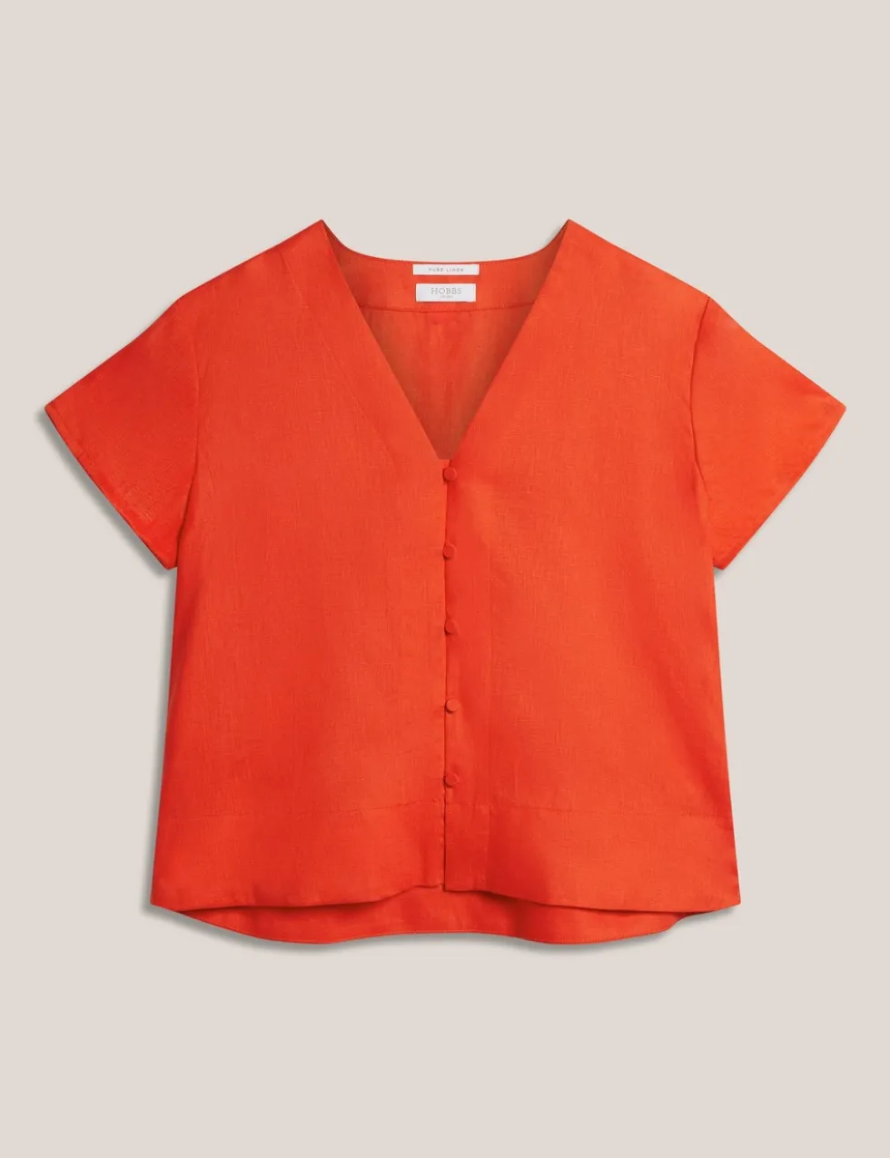 Pure Linen V-Neck Button Through Top