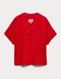 Pure Linen V-Neck Popover Top