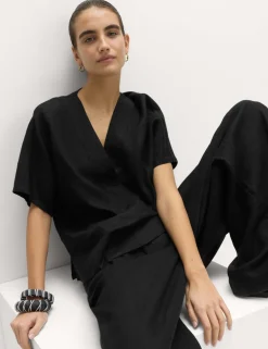 Pure Linen V-Neck Popover Top