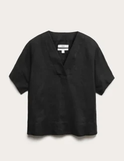 Pure Linen V-Neck Popover Top