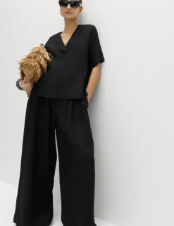 Pure Linen V-Neck Popover Top