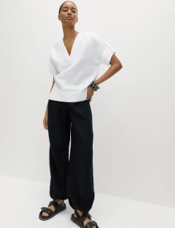 Pure Linen V-Neck Popover Top