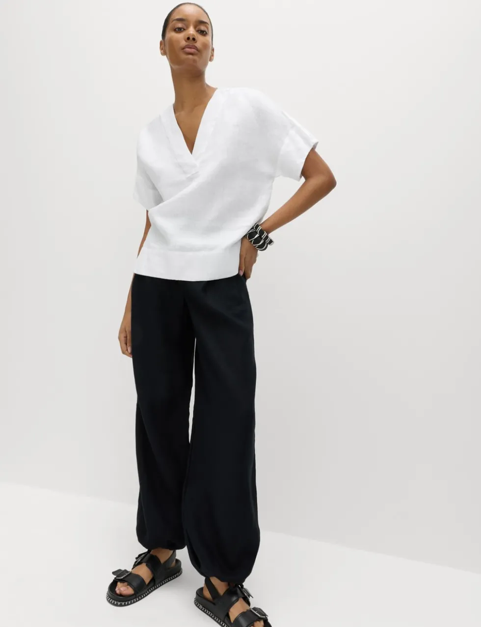 Pure Linen V-Neck Popover Top