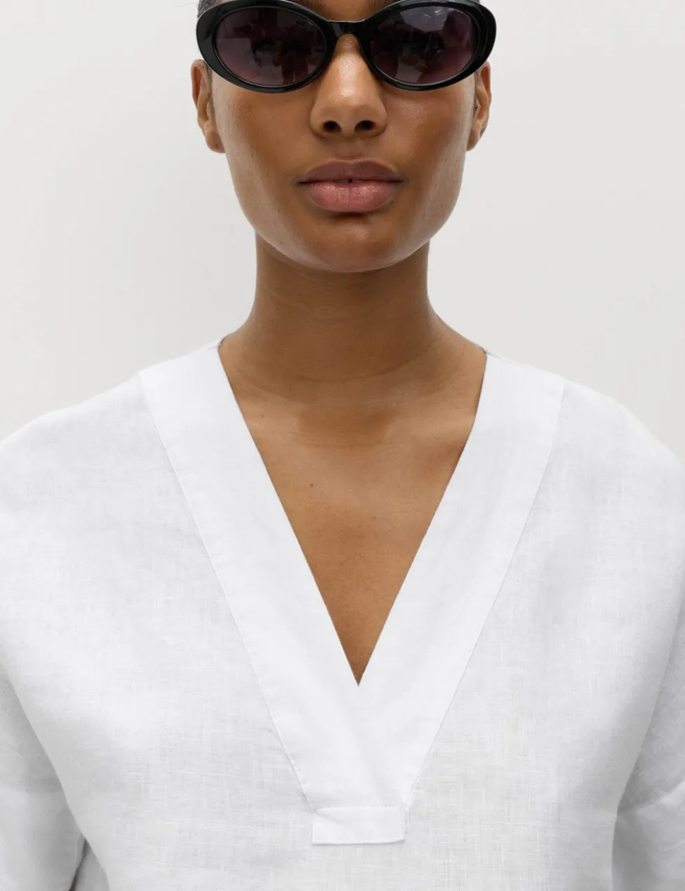 Pure Linen V-Neck Popover Top