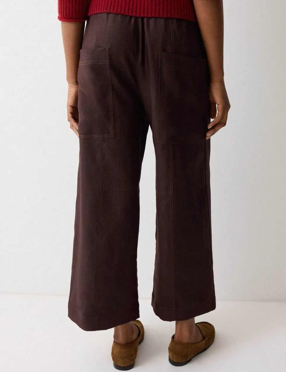 Pure Linen Wide Leg Ankle Grazer Trousers