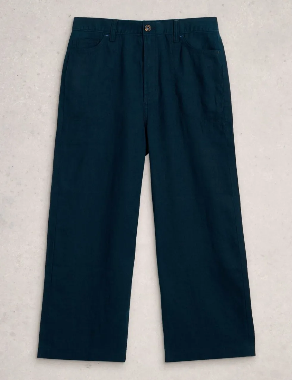 Pure Linen Wide Leg Cropped Trousers