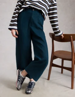 Pure Linen Wide Leg Cropped Trousers