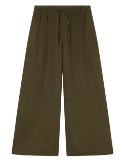 Pure Linen Wide Leg Cropped Trousers