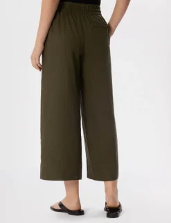 Pure Linen Wide Leg Cropped Trousers