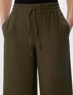 Pure Linen Wide Leg Cropped Trousers