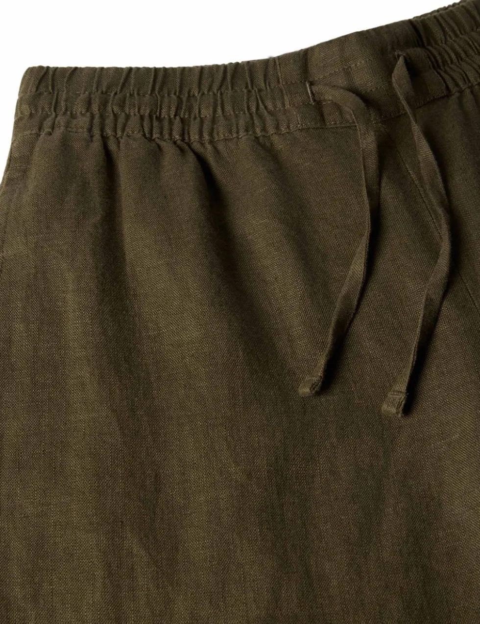Pure Linen Wide Leg Cropped Trousers