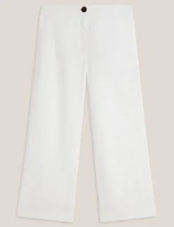 Pure Linen Wide Leg Cropped Trousers