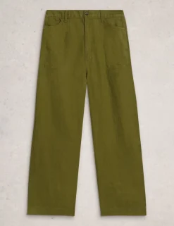 Pure Linen Wide Leg Cropped Trousers