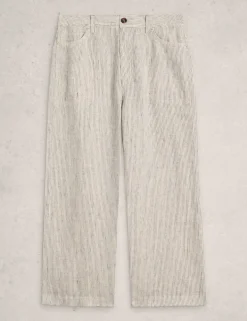 Pure Linen Wide Leg Cropped Trousers