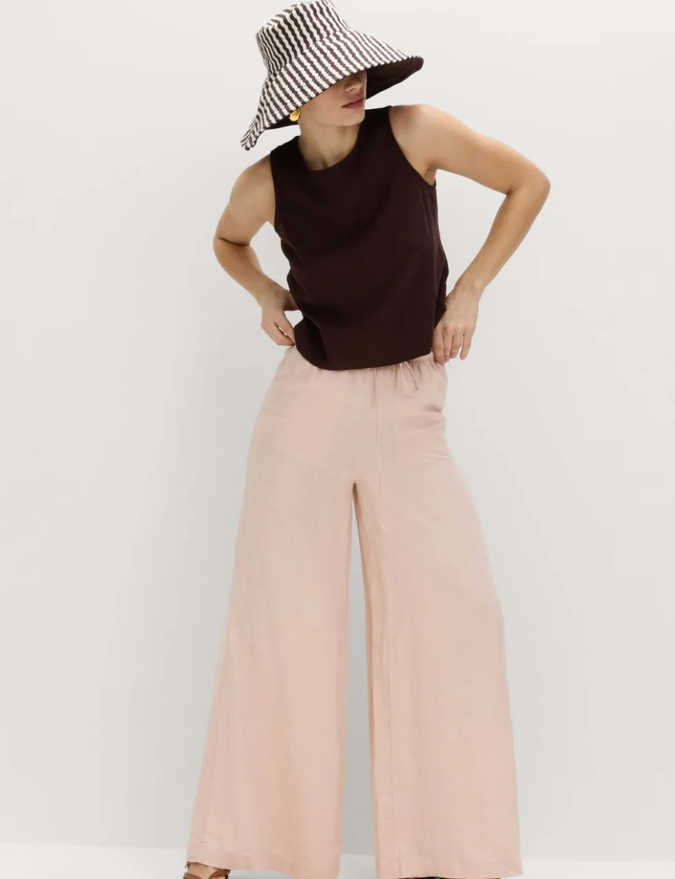 Pure Linen Wide Leg Palazzo Trousers