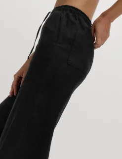 Pure Linen Wide Leg Palazzo Trousers