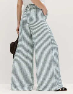 Pure Linen Wide Leg Palazzo Trousers