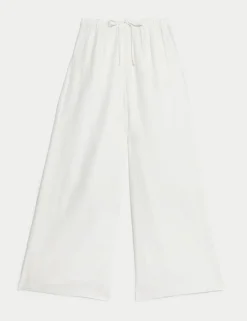 Pure Linen Wide Leg Palazzo Trousers