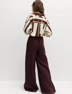 Pure Linen Wide Leg Palazzo Trousers