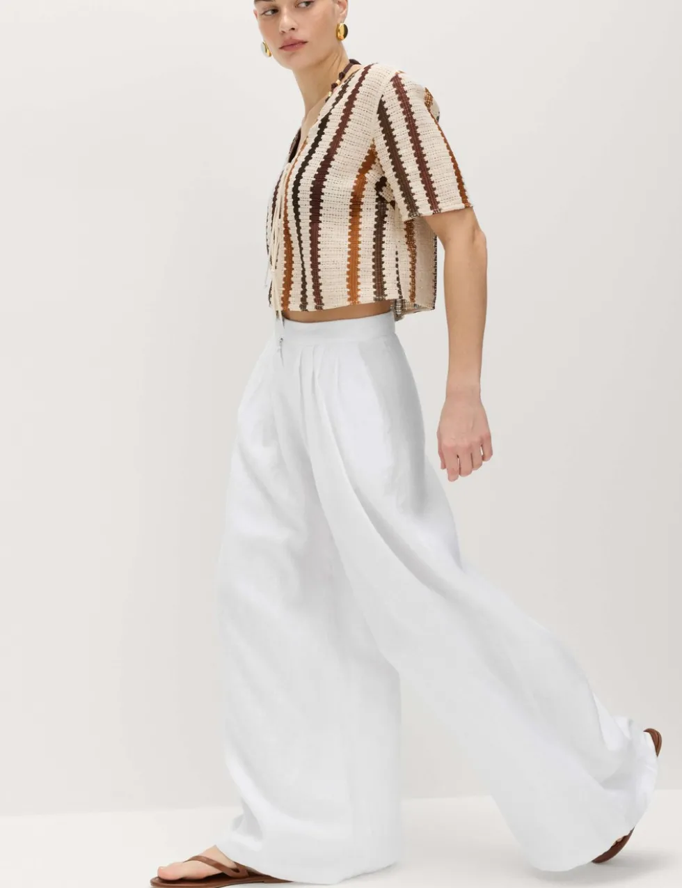 Pure Linen Wide Leg Trousers