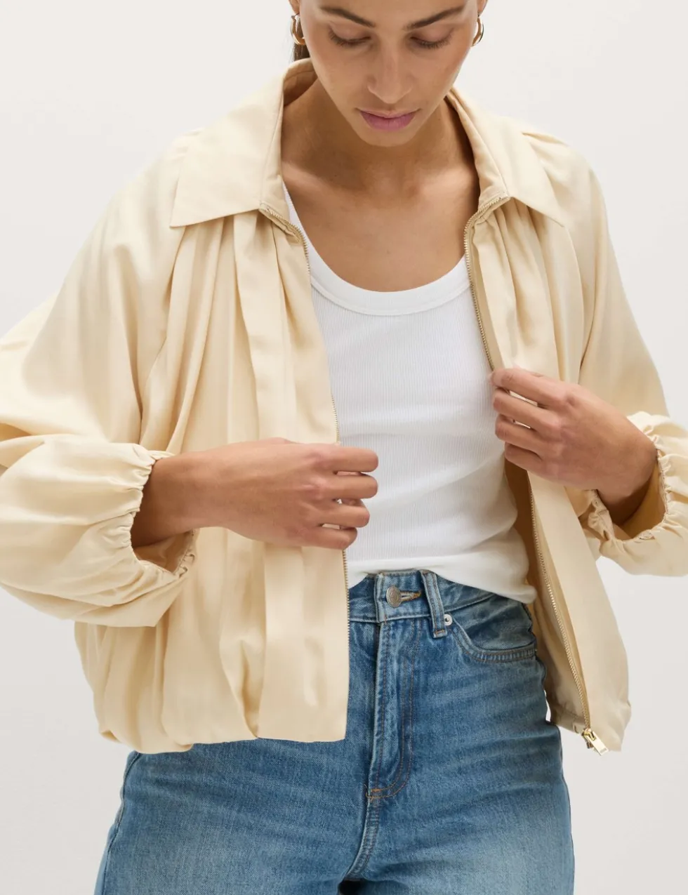 Pure Lycocell Pleated Bomber Jacket