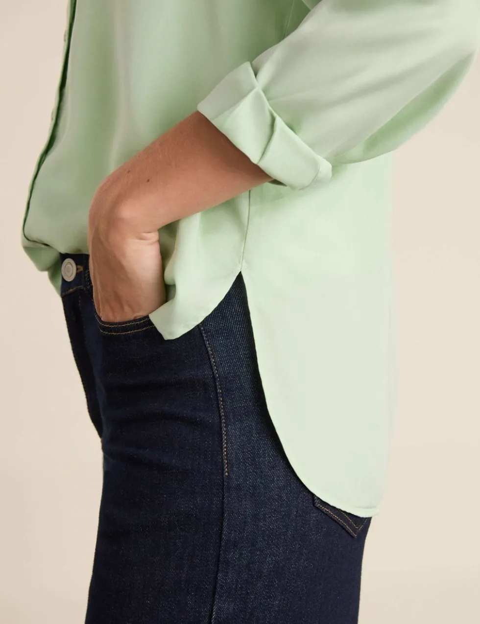 Pure Lyocell Collared Relaxed Shirt