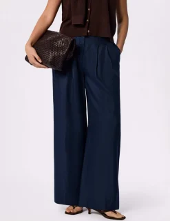 Pure Lyocell Hopsack Wide Leg Trousers