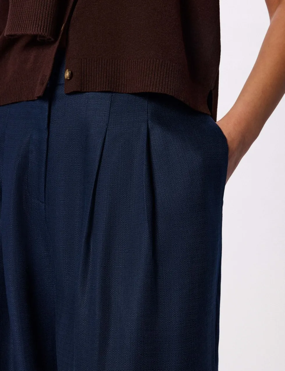 Pure Lyocell Hopsack Wide Leg Trousers
