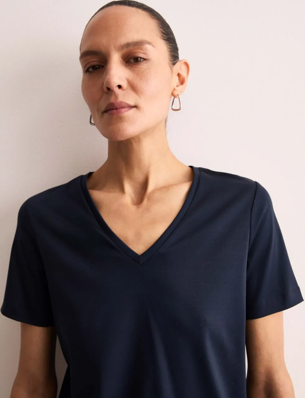 Pure Mercerised Cotton V-Neck T-Shirt