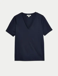 Pure Mercerised Cotton V-Neck T-Shirt