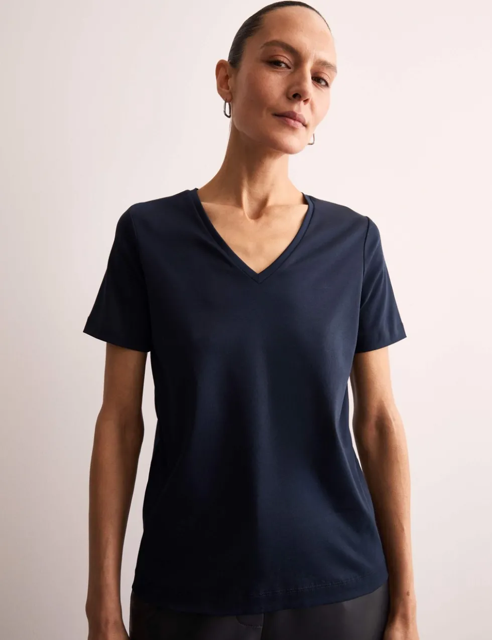 Pure Mercerised Cotton V-Neck T-Shirt