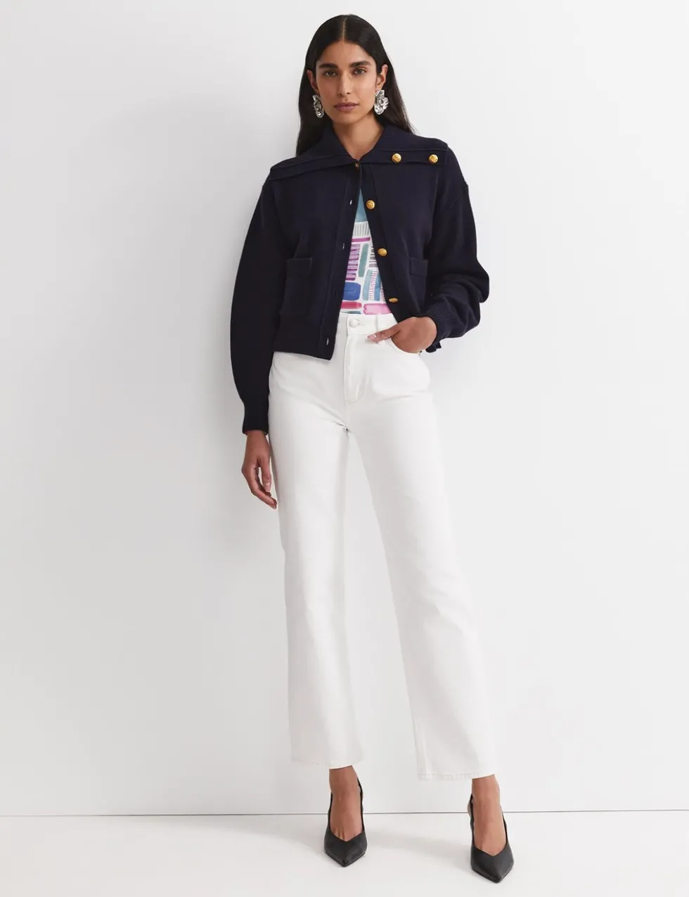 Pure Merino Wool Button Front Cardigan