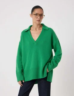 Pure Merino Wool Collared Relaxed Jumper