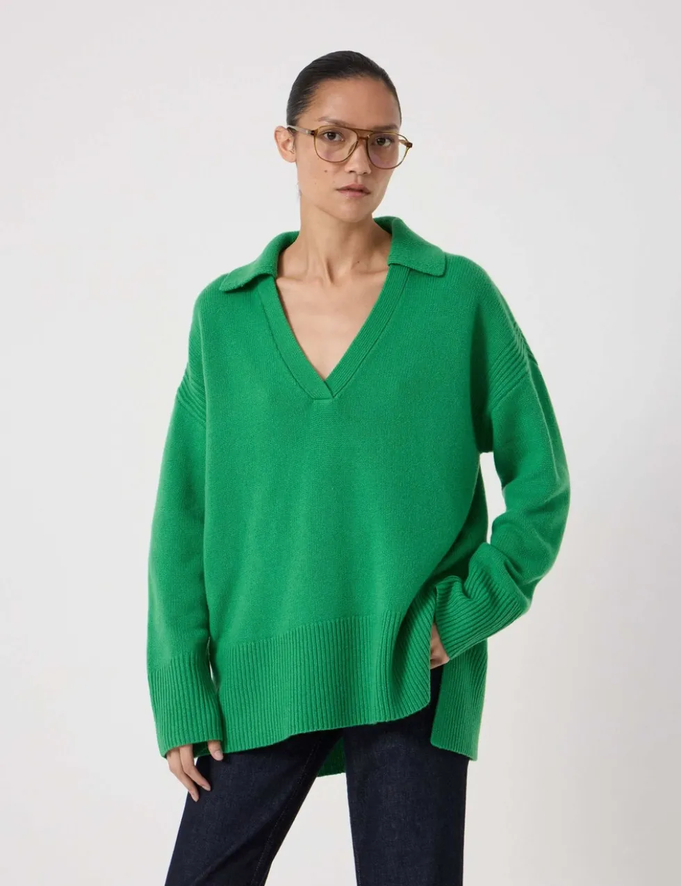 Pure Merino Wool Collared Relaxed Jumper
