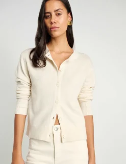 Pure Merino Wool Crew Neck Button Front Cardigan