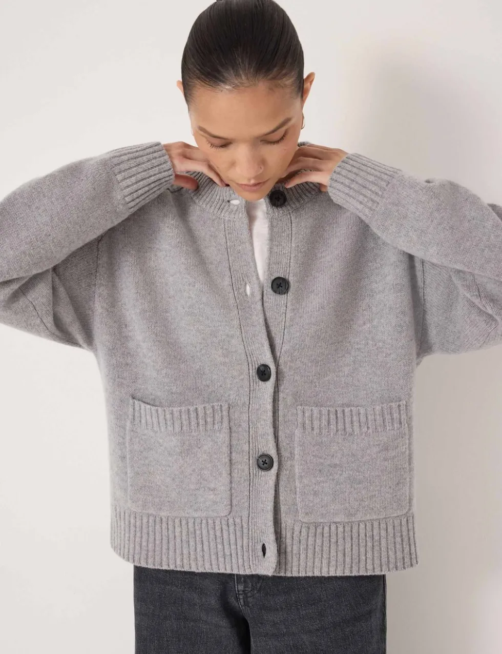 Pure Merino Wool Crew Neck Cardigan