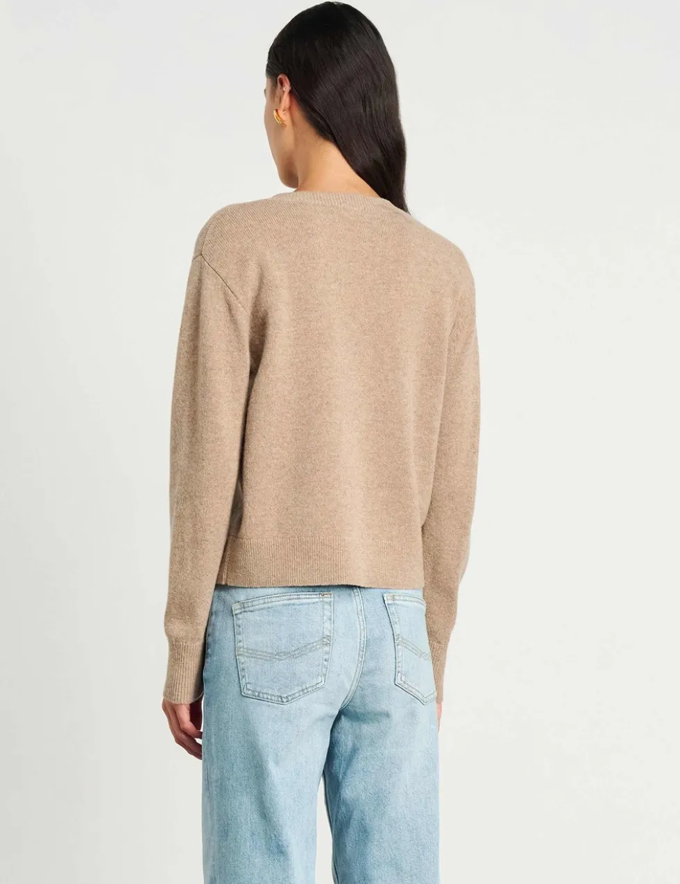Pure Merino Wool Crew Neck Button Front Cardigan